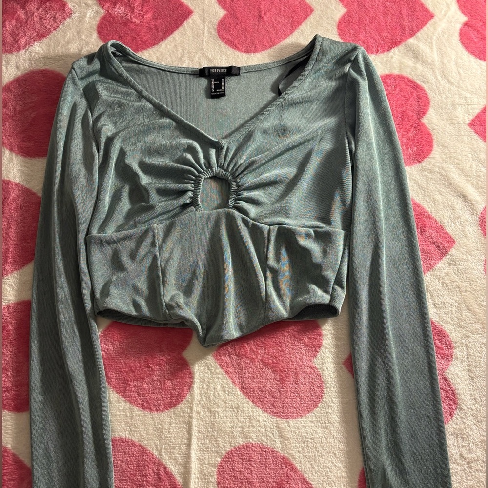 Forever 21 Green Crop Corset Top